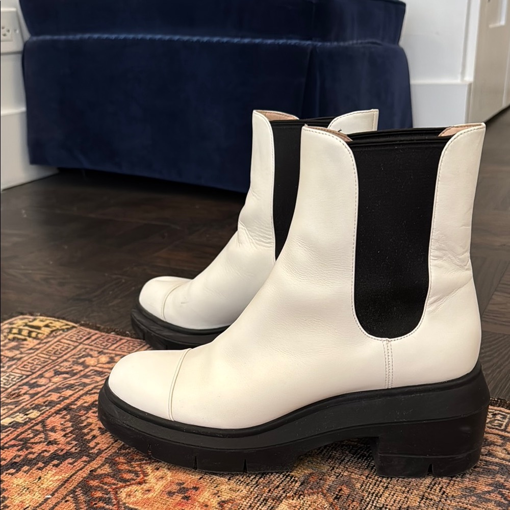 Women's White and Black Ankle Boots
